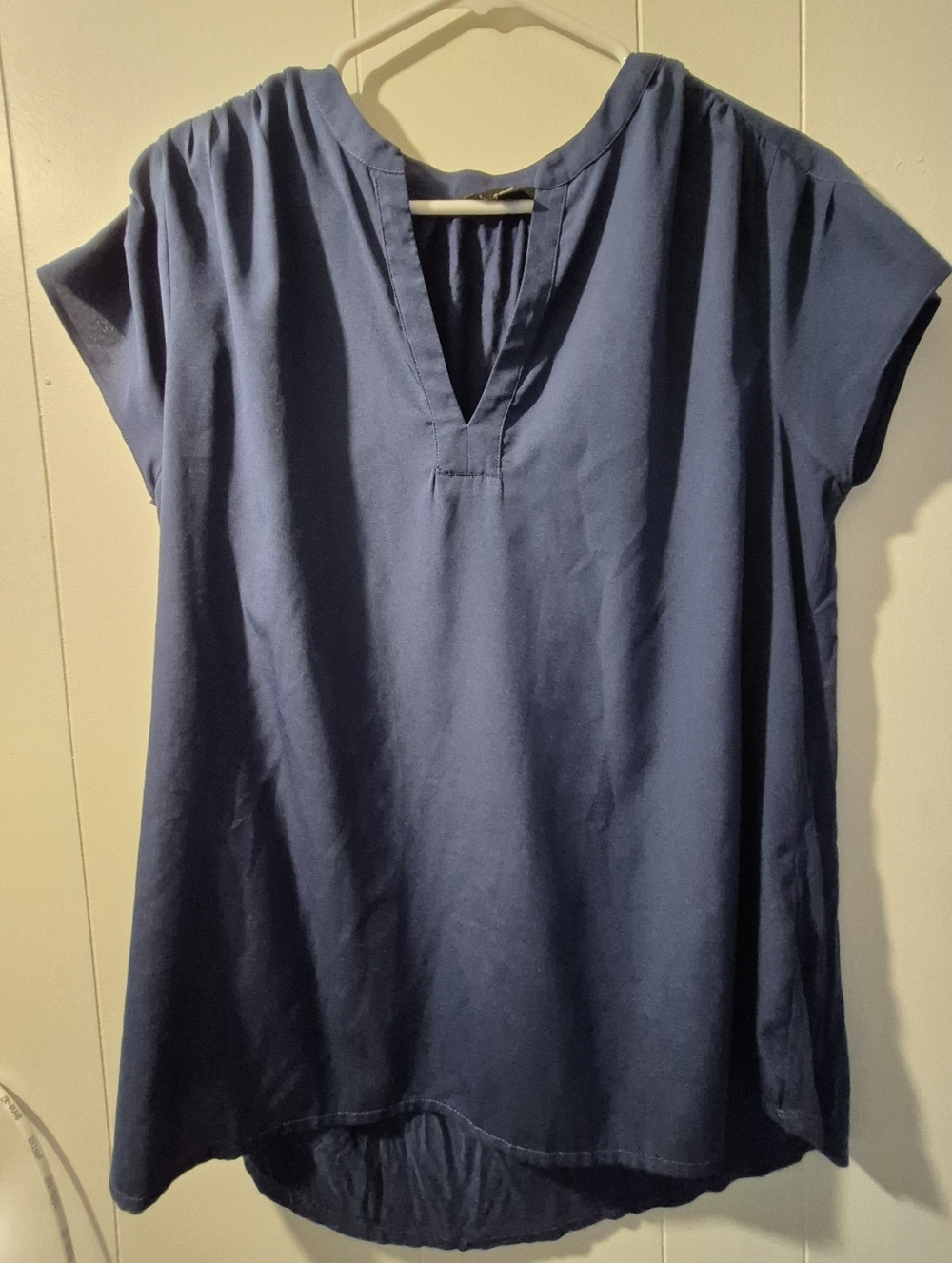 Navy V-neck High-low Top Size Large